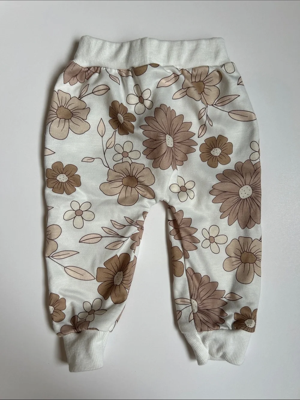 Neutral Floral Baby Jumpsuit and Headband Set
